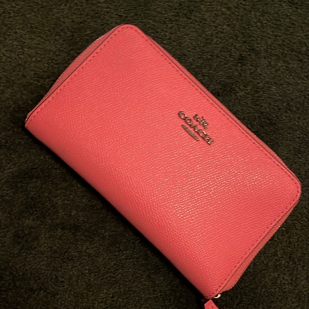 New coach wallet. Pink leather 6x4” - 10 credit card slots and zip coin pocket